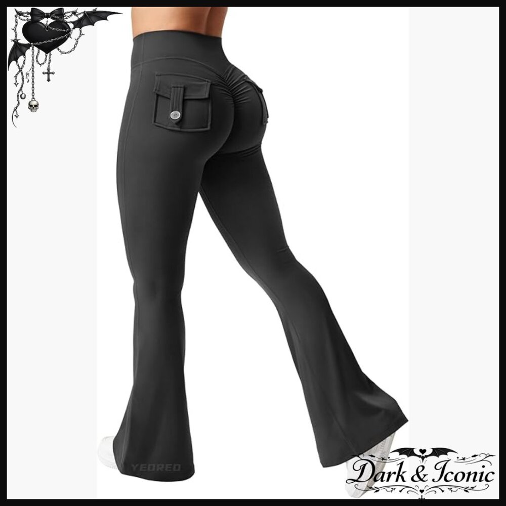 Flare Leggings with Pockets High Waist Scrunch Butt Lifting Workout Yoga Pants